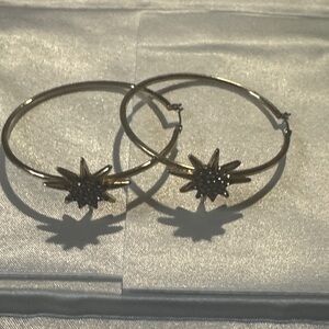 Gold Starburst Hoop Earrings